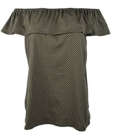 MICHAEL Michael Kors Womens Off Shoulder Flounce Top Ivy LG